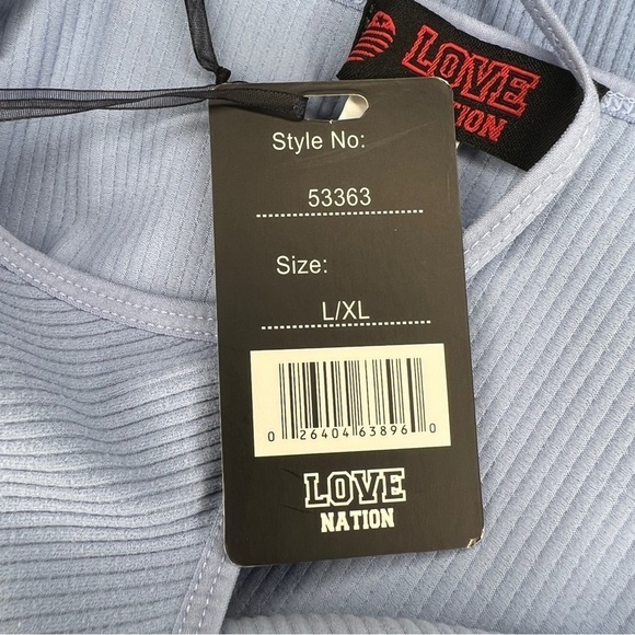 NEW LOVE NATION L/XL PASTEL BLUE RIBBED TANK SLEEVELESS STRETCH FITTED - Picture 9 of 10